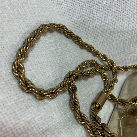 NEW Tory Burch Eleanor Gold Embossed Leather Small Convertible Shoulder Bag AUTH - Picture 14 of 16